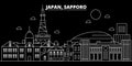 Sapporo silhouette skyline. Japan - Sapporo vector city, japanese linear architecture, buildings. Sapporo travel