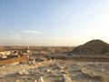 The Saqqarah desert near The mortuary Temple at the Step Pyramid of Djoser or Zoser in Saqqara necropolis in Giza Egypt
