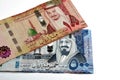 500 SAR Five hundred Saudi Arabia riyals cash money with king AbdulAziz Al Saud and Kabaa and 100 SAR one hundred Saudi Arabia Royalty Free Stock Photo