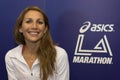 Sara Hall , american marathon runner attends a press conference