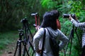 SARABURI ,THAILAND - AUGUST 29 2020: Insect macro photography group are photo shooting with friend in the Thailand nation park