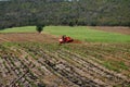 Saraburi, Thailand: Farmer Plowing Fields Royalty Free Stock Photo