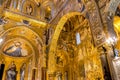 Saracen arches and Byzantine mosaics within Palatine Chapel of the Royal Palace in Palermo Royalty Free Stock Photo