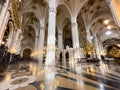 Saragossa, Spain - March 30, 2023: Interior of the cathedral of El Salvador, La Seo, in Saragossa, Spain .