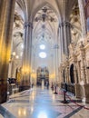 Saragossa, Spain - March 30, 2023: Interior of the cathedral of El Salvador, La Seo, in Saragossa, Spain .