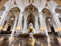 Saragossa, Spain - March 30, 2023: Interior of the cathedral of El Salvador, La Seo, in Saragossa, Spain .