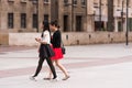 SARAGOSSA, SPAIN - SEPTEMBER 27, 2017: Tourists in Pilar Square. Copy space for text.