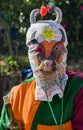 Saraguro, Ecuador - December 23, 2017 - Man wears traditional devil mask at outdoor fair