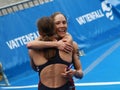 Sarah Groff hugging Lindsay Jerdonik