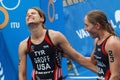 Sarah Groff lauging after winning Royalty Free Stock Photo