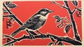 Sarah Taylor\'s Joyful Bird Lino Print With Woodcut-inspired Graphics