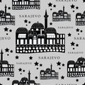 Sarajevo, monochrome seamless pattern Royalty Free Stock Photo