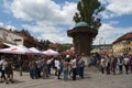 Sarajevo, Bosnia and Herzegovina, Bascarsija, Sebilj, fountain, old town, square, mosque, minaret, skyline, bazaar, market Royalty Free Stock Photo