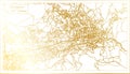 Sarajevo Bosnia and Herzegovina City Map in Retro Style in Golden Color. Outline Map