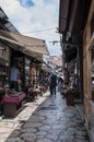 Sarajevo, Bosnia and Herzegovina, Bascarsija, Coppersmith Street, store, shopping, souvenir, old town, skyline, bazaar, market Royalty Free Stock Photo