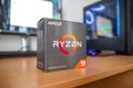 New Zen 3 AMD Ryzen 9 5900x processor box on table