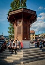 Sebilj wooden fountain in Sarajevo, Bosnia and Herzegovina Royalty Free Stock Photo