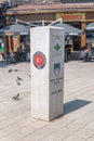 Pole with emblem of Prime minister of Republic of Turkey in old town of Sarajevo