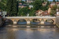 SARAJEVO, BOSNIA AND HERZEGOVINA - JUNE 12, 2019: Sehercehaja bridge in Sarajevo. Bosnia and Herzegovi Royalty Free Stock Photo