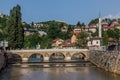 SARAJEVO, BOSNIA AND HERZEGOVINA - JUNE 12, 2019: Sehercehaja bridge in Sarajevo. Bosnia and Herzegovi Royalty Free Stock Photo