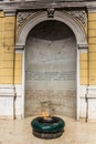 SARAJEVO, BOSNIA AND HERZEGOVINA - JUNE 11, 2019: WW2 memorial with an eternal flame in Sarajevo. Bosnia and Herzegovi Royalty Free Stock Photo