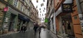 Sarajevo, Bosnia and Herzegovina, March 8, 2020. People on the streets of Sarajevo. Tourists and locals walk around the city