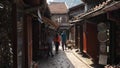 Sarajevo, Bosnia- June 18 2022: Narrow craftsmen alley in Bascarsija