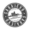Sarajevo Bosnia Round Stamp Icon Skyline City Design Badge Rubber.