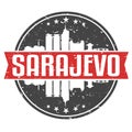 Sarajevo Bosnia Round Travel Stamp. Icon Skyline City Design. Seal Tourism Badge Illustration Vector.