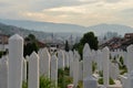 Sarajevo, Bosnia. View of the city at sunset. Graveyard