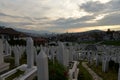 Sarajevo, Bosnia. View of the city at sunset. Graveyard