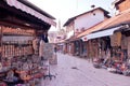 Sarajevo, Europe 09.02.2018, Old city center pedestrian area with small shops