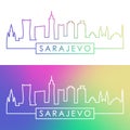 Sarajevo skyline. Colorful linear style.