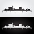 Sarajevo skyline and landmarks silhouette