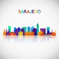 Sarajevo skyline silhouette in colorful geometric style.