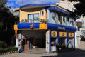 Saranda, Albania - 18 october, 2020: Gas station Bolv-Oil and wedding dress shop in Saranda Royalty Free Stock Photo