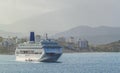 Saranda, Albania - September 2017. Cruise ship P&O Cruises Aurora in gulf of Saranda, Albania Royalty Free Stock Photo