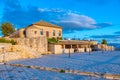 SARANDE, ALBANIA, SEPTEMBER 24, 2019: Courtyard of Lekuresi castle at Sarande, Albania