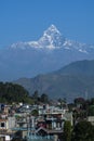 Sarangkot City with mountain peak background, Nepal