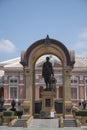 Saranrom Palace architecture in orange with a monument in Bangkok Royalty Free Stock Photo