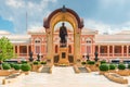 Saranrom Palace beautiful building in orange with a monument in Royalty Free Stock Photo