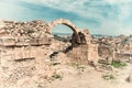 Saranta Kolones, ruined medieval fortress in Paphos Archaeological Park, Cyprus Royalty Free Stock Photo