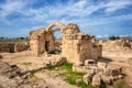 Saranta Kolones, ruined medieval fortress in Paphos Archaeological Park, Cyprus