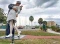 SARASOTA, FLORIDA - FEBRUARY 2016: Panoramic view of Unconditional surrender statue in sarasota, Florida Royalty Free Stock Photo