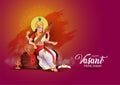 1Sarasvati for happy Vasant Panchami Puja of India. poster, banner, flyer vector illustration design