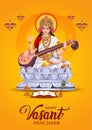 Sarasvati for happy Vasant Panchami Puja of India. vector illustration design