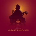 Sarasvati for happy Vasant Panchami Puja of India. vector illustration design