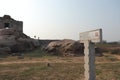 Signboard showing direction to Saraswathi Temple at Hampi, Karnataka-World Heritage Site by UNESCO-India travel - religious tour