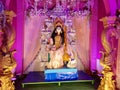 Saraswati goddess with her colourful pandel at calcutta.