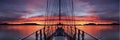 Saratoga sunrise. Colourful nautical crimson sunrise panorama ov